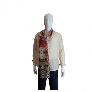 Khăn đũi dài tơ tằm Tuổi xuân nâu Hoàng Ngọc 45*180 cm